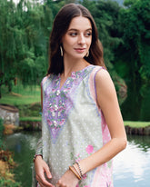 Embroidered neckline on organza for Tulip Sugar lawn suit